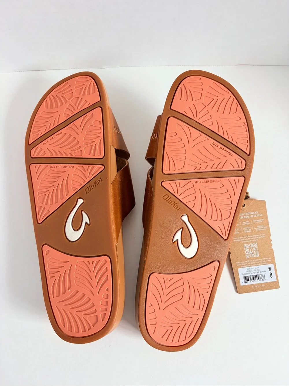 OluKai Kipea Olu Slide Sandals Cross Strap Shoes Cushioned Leather Brown Size 9 - Picture 12 of 15